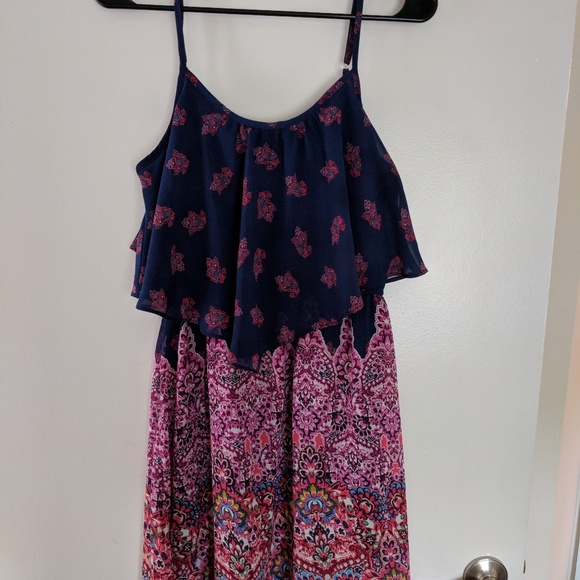 Blue and Pink Tiered Summer Dress - Picture 2 of 3